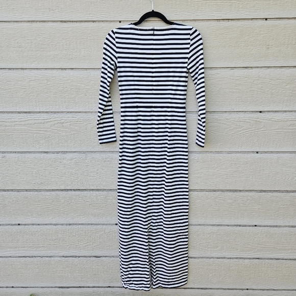 J. Crew Collection long sleeve navy white striped maxi dress size 00 - Picture 2 of 8